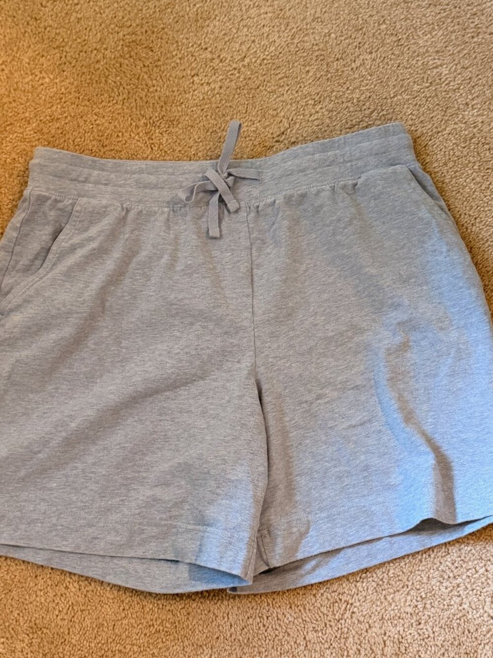 Karen Scott Sport knit shorts; Light Blue Heather; Petite Large